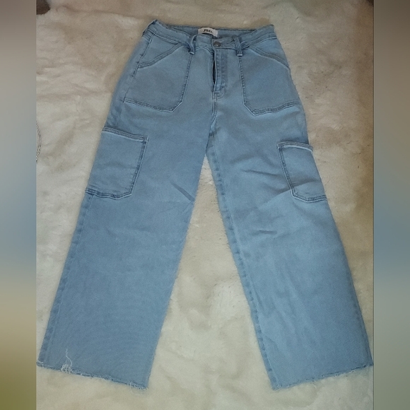 JBD Cargo Raw Hem Wide Leg Crop Size 27 - Picture 1 of 8